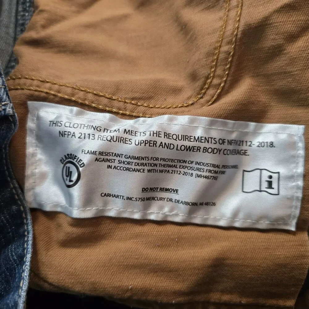 Carhartt Jeans Men's 44 x 30 Blue Utility Work Flame Resistant Classified UL